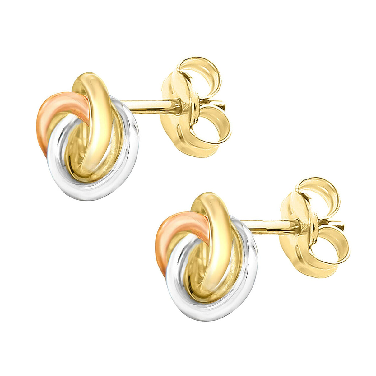 9K Three Colour Gold 8mm Knot Stud Earrings 7341458 1