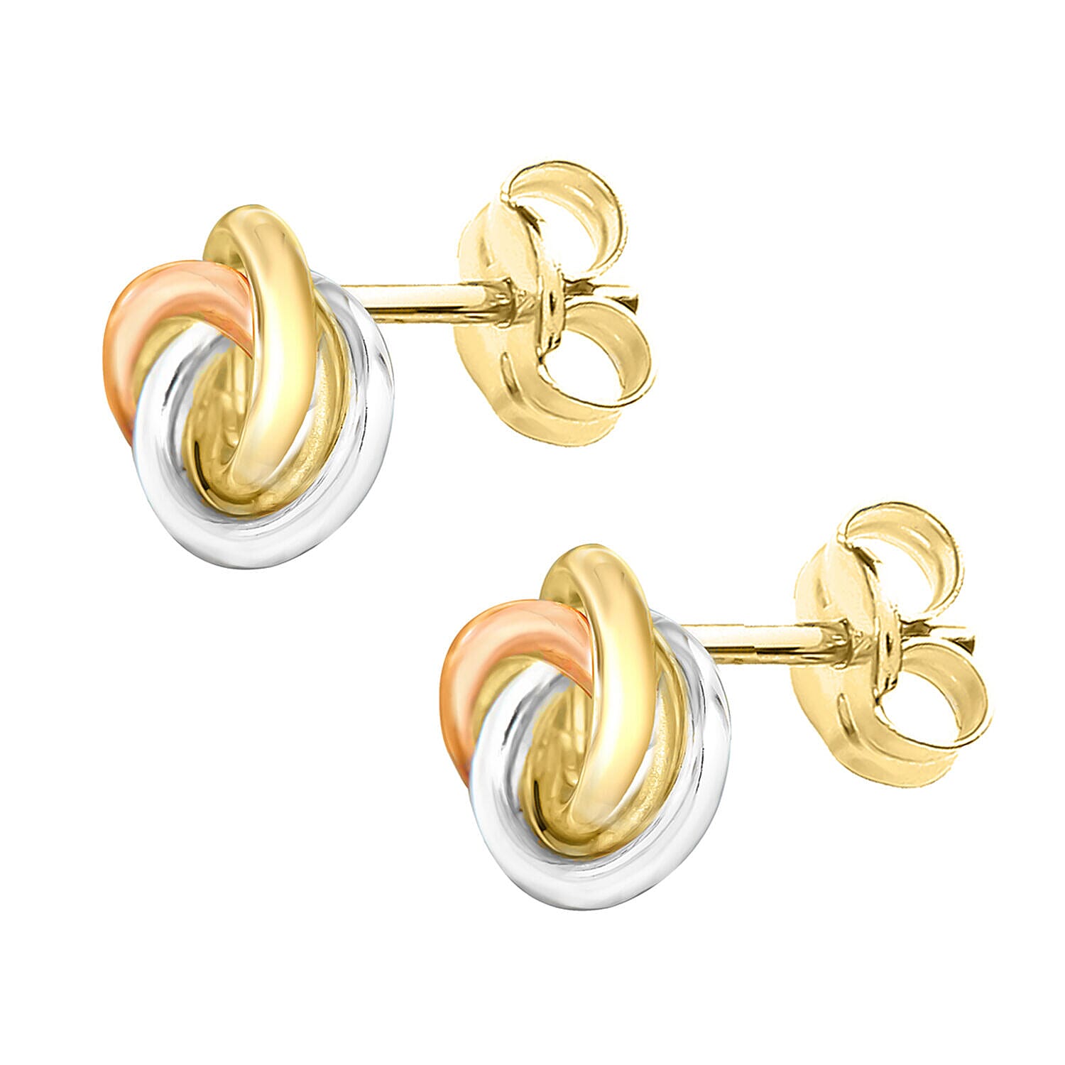 9K Three Colour Gold 8mm Knot Stud Earrings 7341458 1
