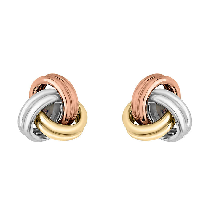 9K Three Colour Gold 7mm Knot Stud Earrings 7341464 1