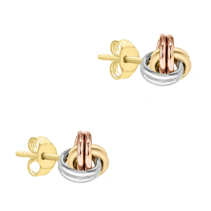 9K Three Colour Gold 7mm Knot Stud Earrings 7341464 2