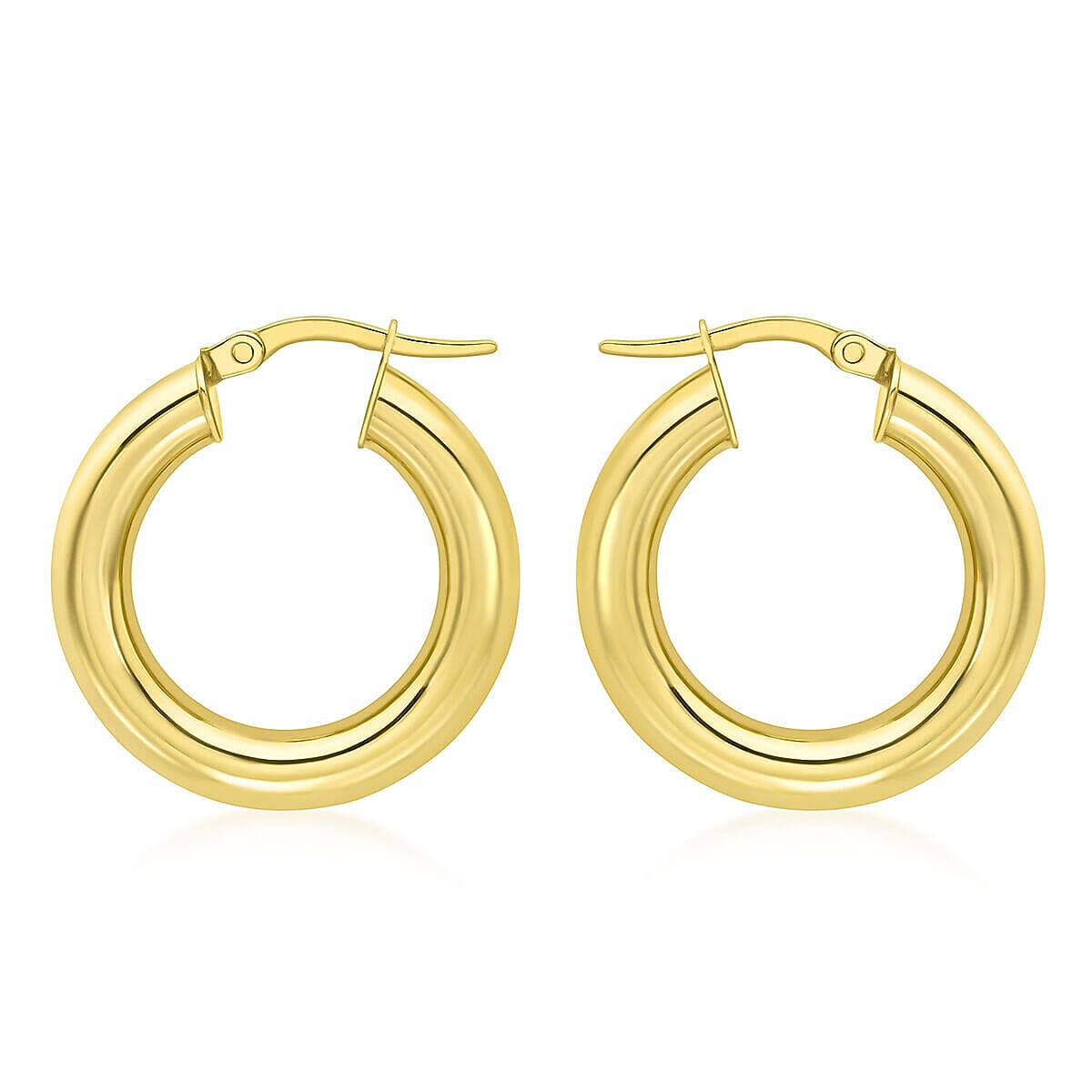 9K Yellow Gold 4mm Round Tube 22mm Polished Hoop Creole Earrings 7337861 0