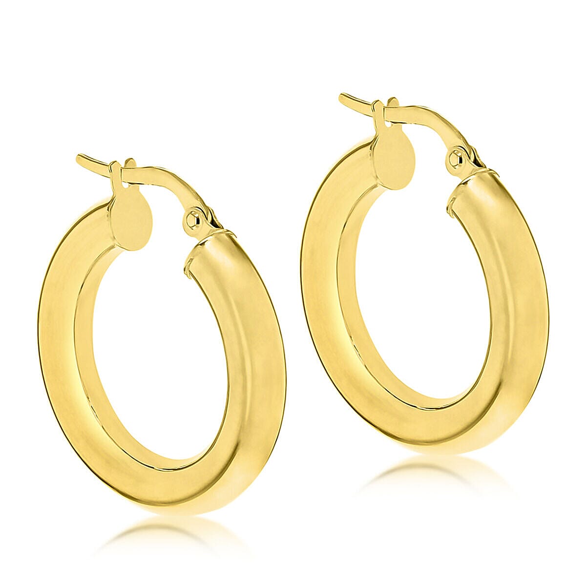 9K Yellow Gold 4mm Round Tube 22mm Polished Hoop Creole Earrings 7337861 1