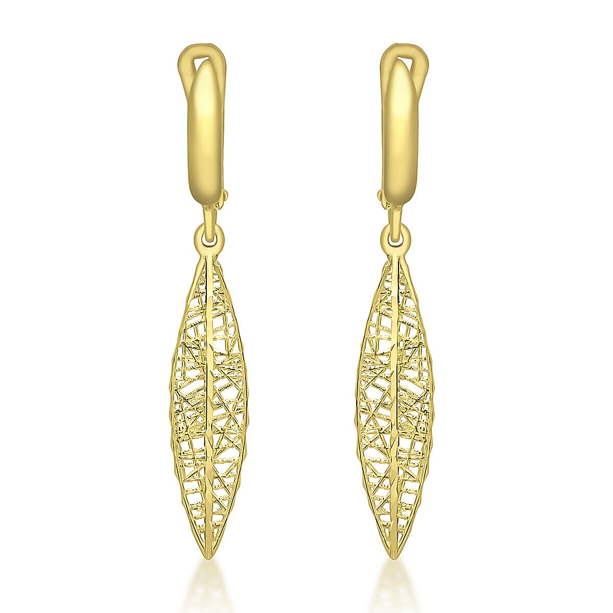 9K Yellow Gold 6mm x 36mm Elliptical Teardrop Earrings 7338129 0