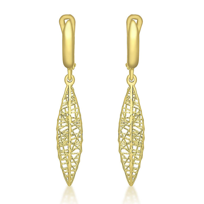 9K Yellow Gold 6mm x 36mm Elliptical Teardrop Earrings 7338129 1