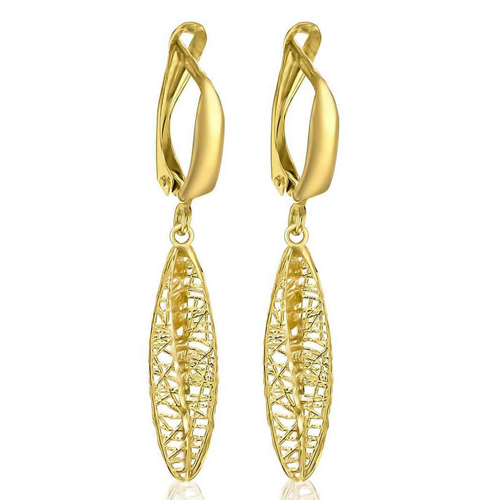 9K Yellow Gold 6mm x 36mm Elliptical Teardrop Earrings 7338129 2
