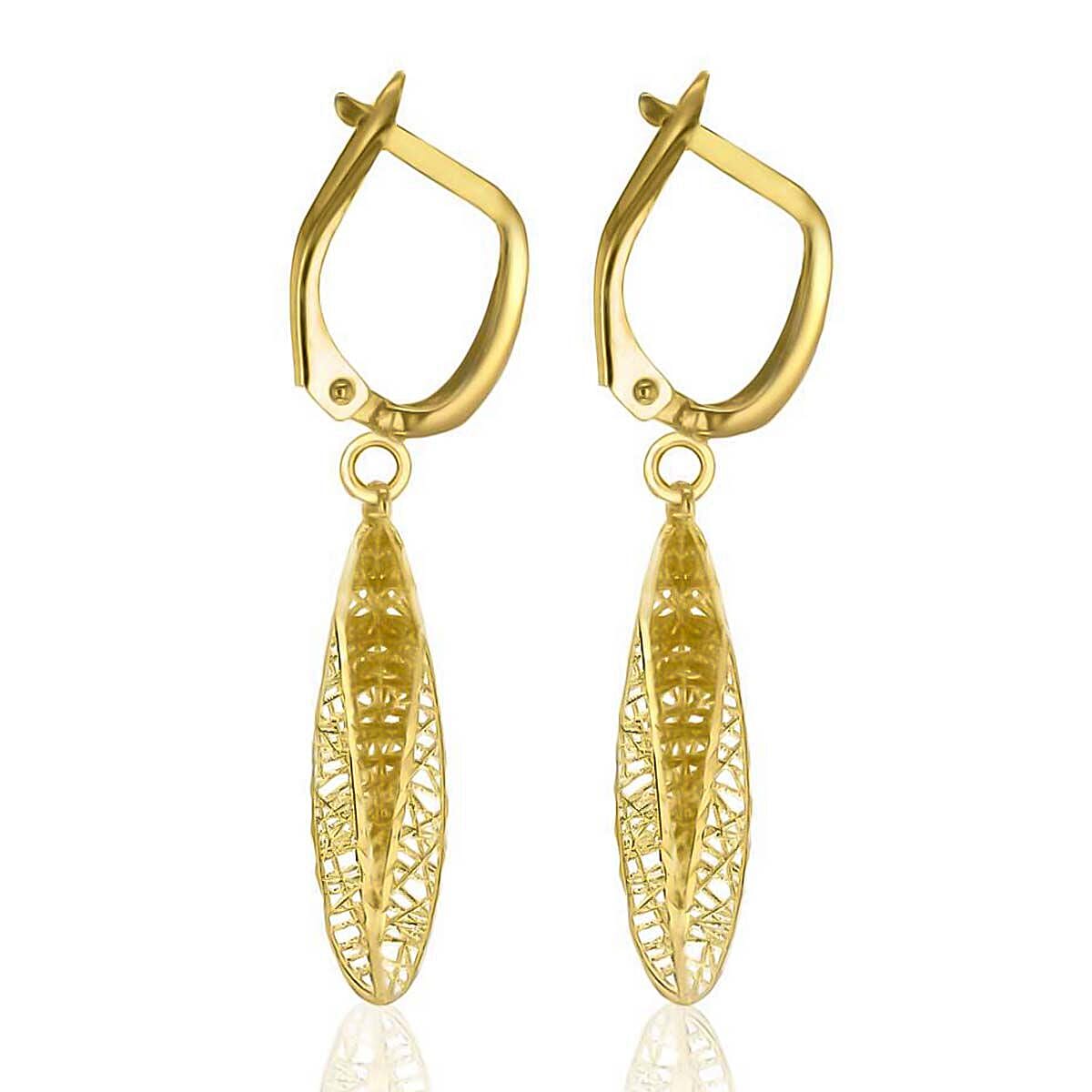 9K Yellow Gold 6mm x 36mm Elliptical Teardrop Earrings 7338129 2