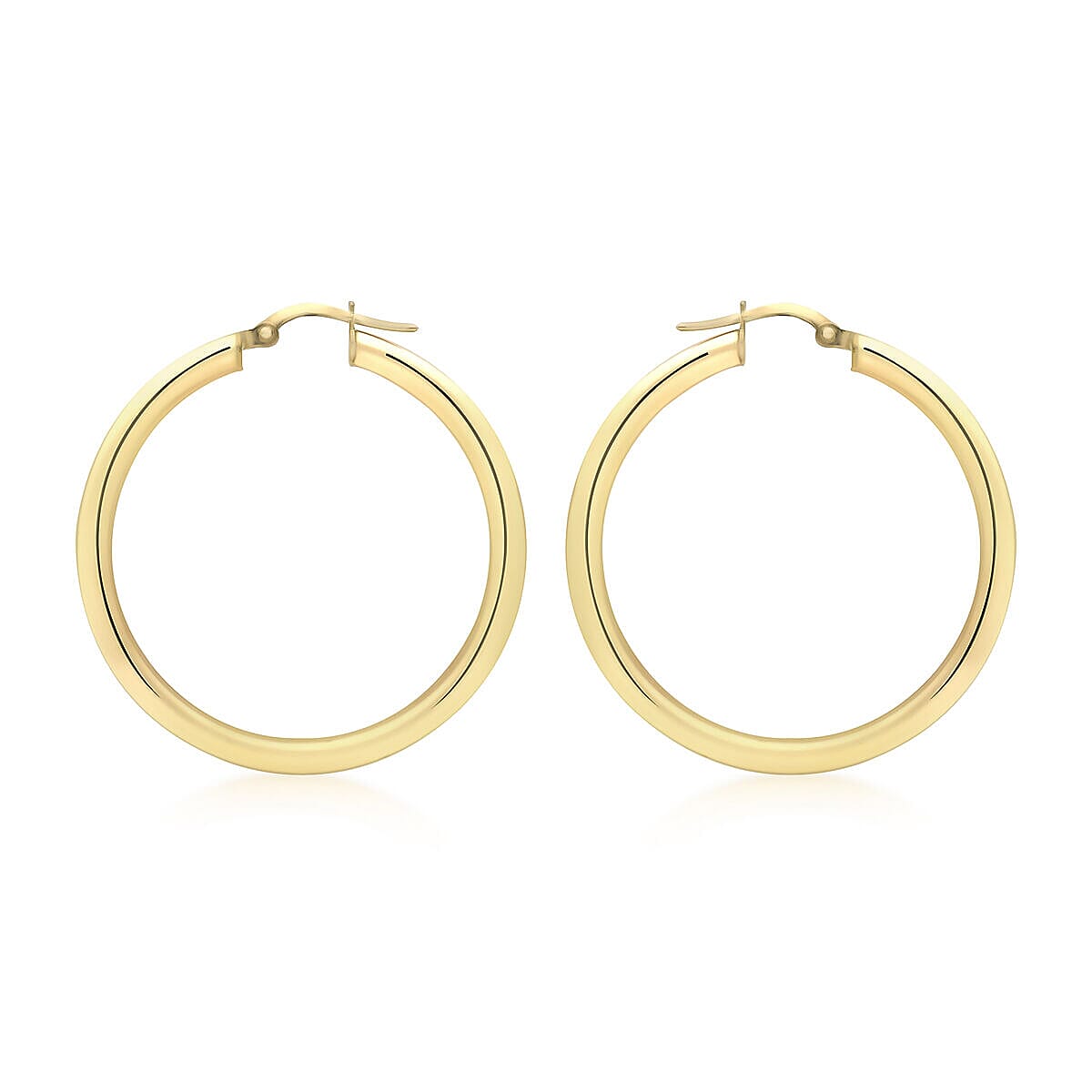 9K Yellow Gold 3mm Round Tube 35mm Polished Creole Earrings 7337820 0