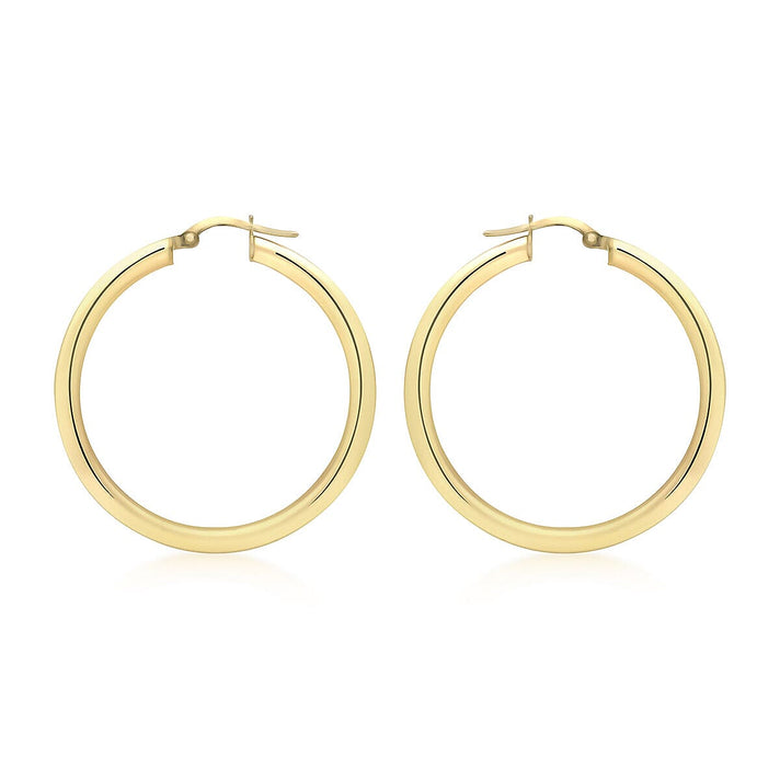 9K Yellow Gold 3mm Round Tube 35mm Polished Creole Earrings 7337820 1