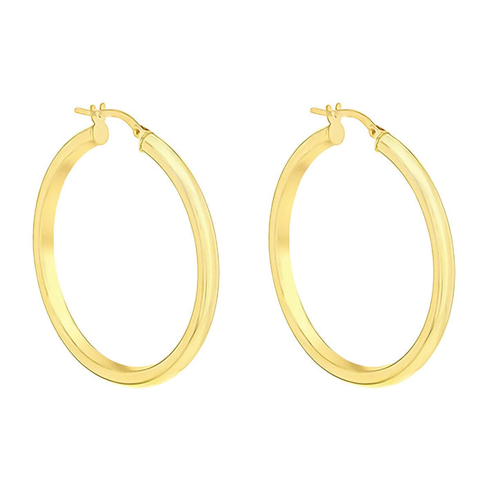 9K Yellow Gold 3mm Round Tube 35mm Polished Creole Earrings 7337820 2