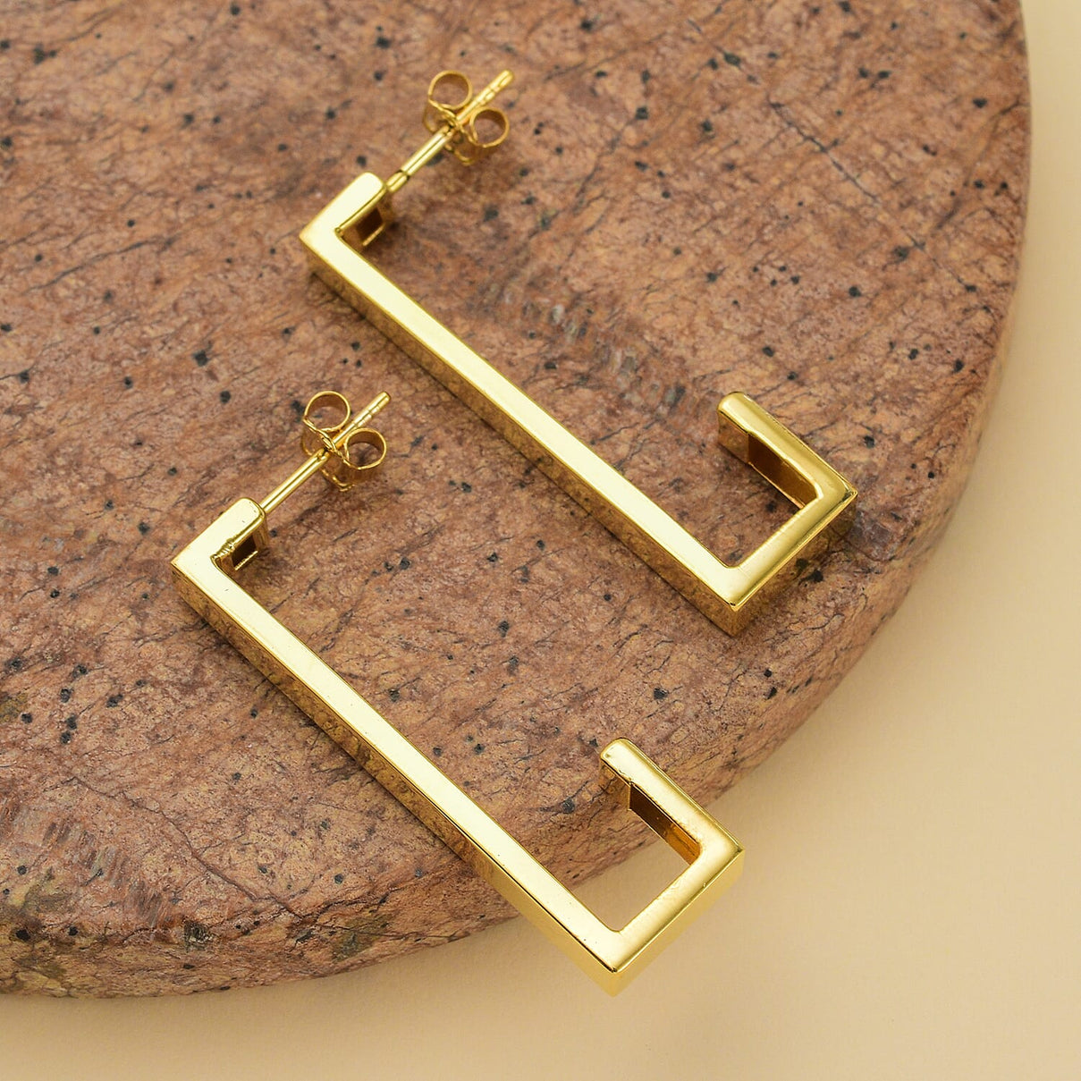Maestro Collection - 9K Yellow Gold Geo Hoop Earrings 7722998 1
