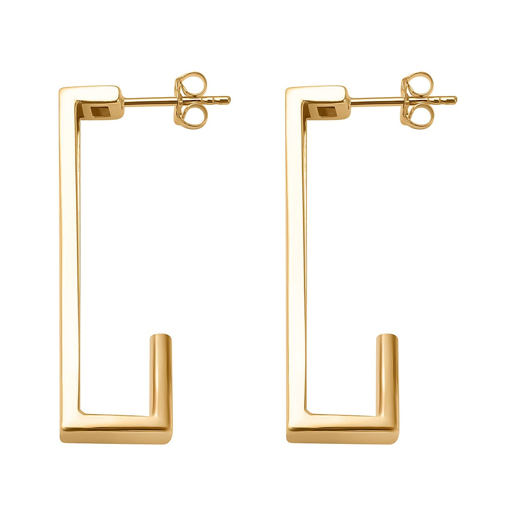 Maestro Collection - 9K Yellow Gold Geo Hoop Earrings