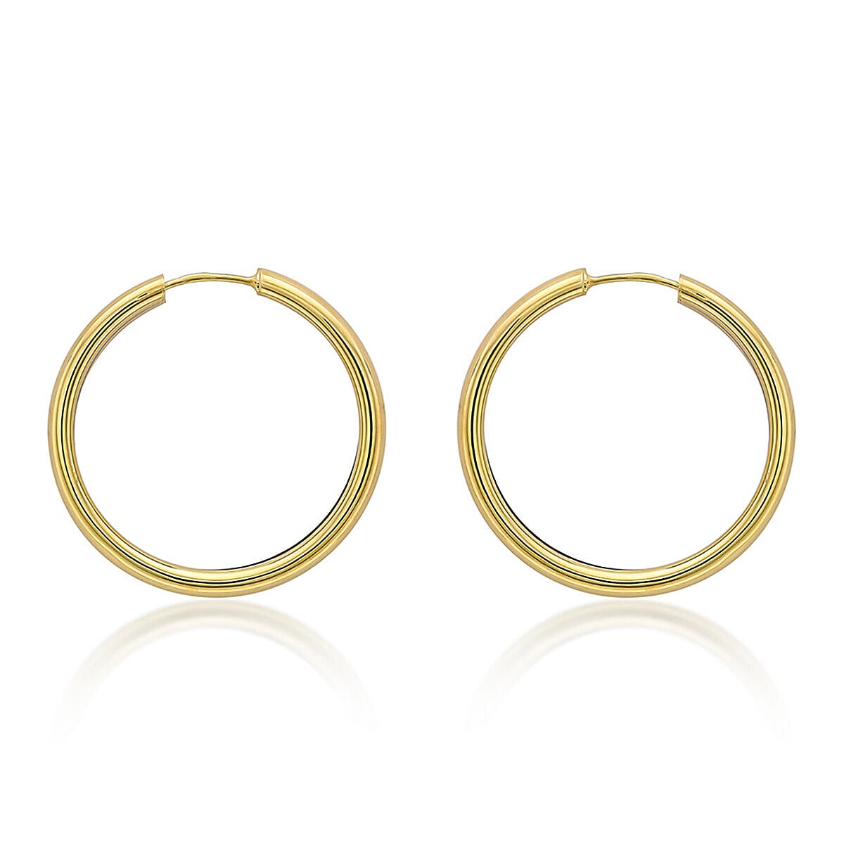 9K Yellow Gold 4mm Tube 30mm Hoop Earrings 7337636 0