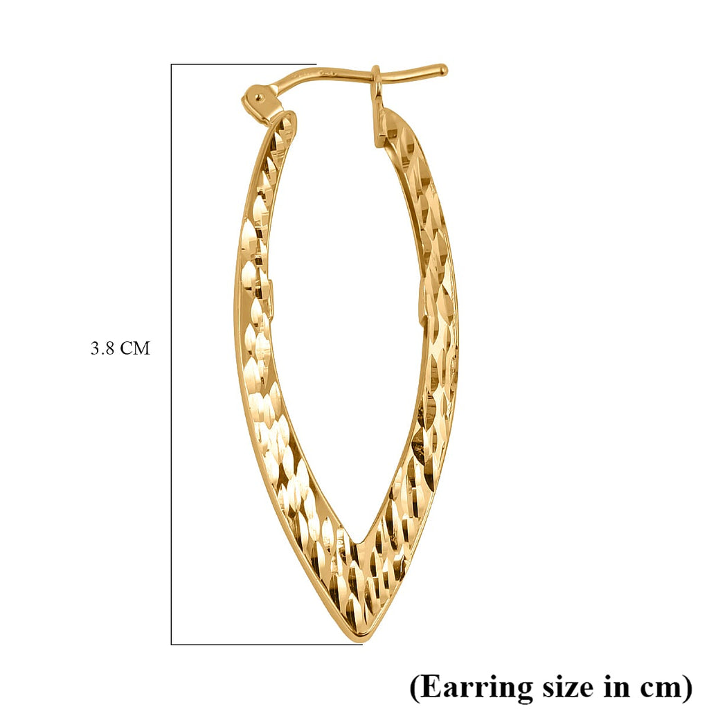 Maestro Collection - 9K Yellow Gold Marquise Grande Hoop Earrings Gold Wt 2.40 Gms.
