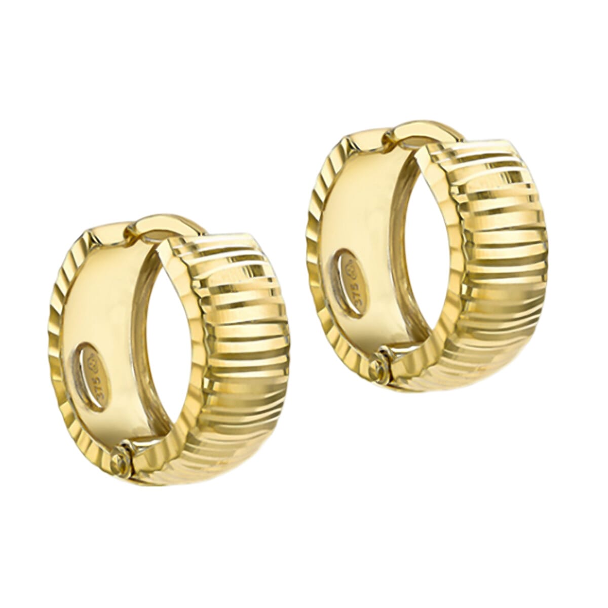 9K Yellow Gold Diamond Cut Huggy Earrings 7752375 0