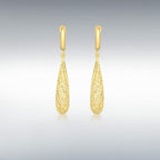 Designer Inspired - 9K Yellow Gold Long Drop Earring with Clasp