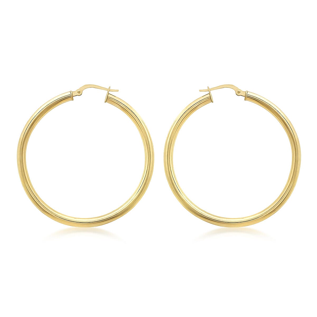 9K Yellow Gold 3mm Round Tube 40mm Polished Creole Earrings 7337821 0