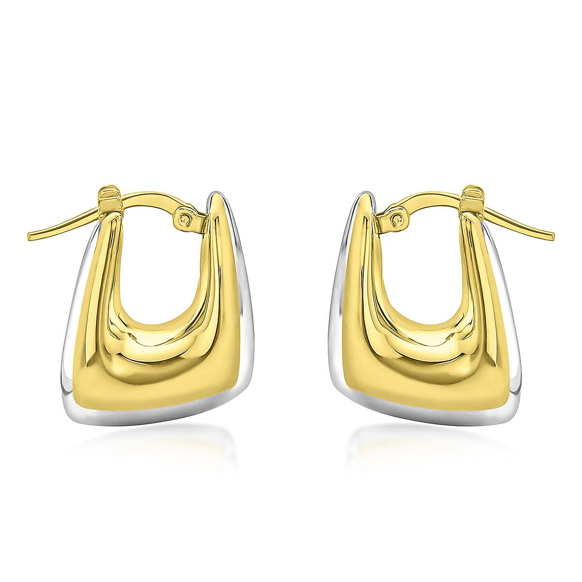 9K Two Tone Gold 14.5mm x 18.5mm Rectangle Electroform Hoop Earrings 7341194 0