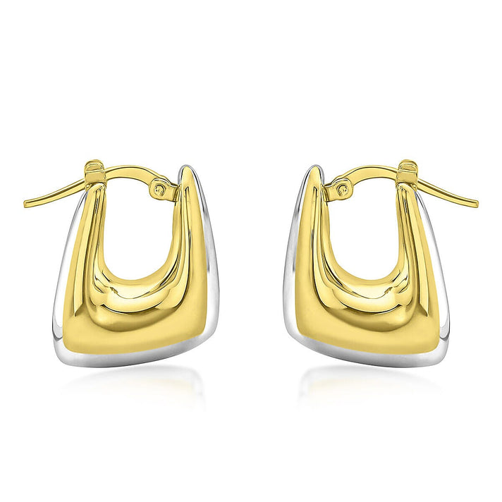 9K Two Tone Gold 14.5mm x 18.5mm Rectangle Electroform Hoop Earrings 7341194 1