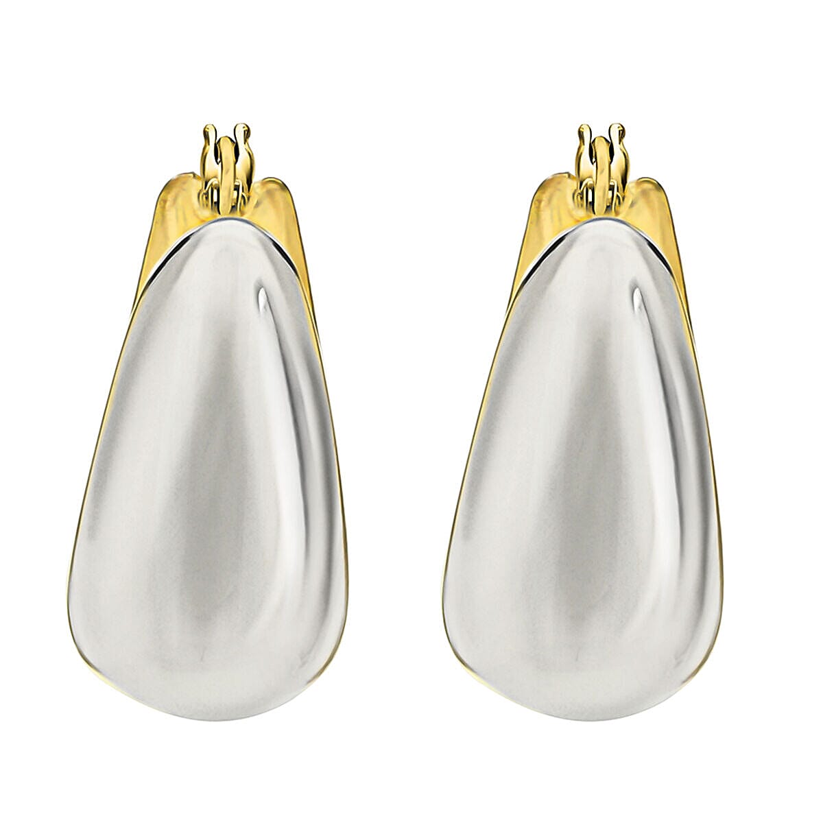 9K Two Tone Gold 14.5mm x 18.5mm Rectangle Electroform Hoop Earrings 7341194 1