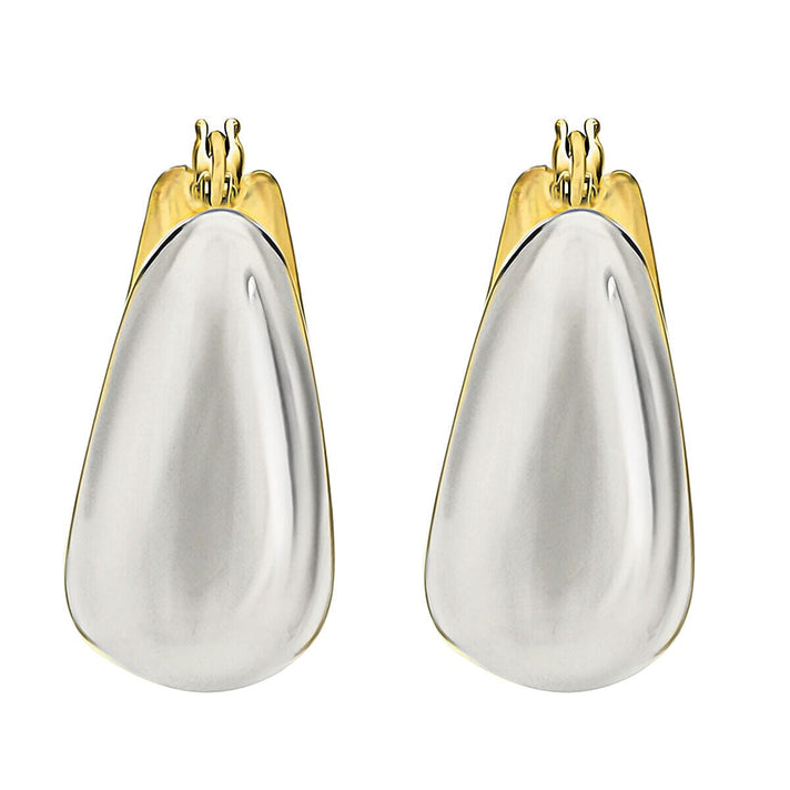 9K Two Tone Gold 14.5mm x 18.5mm Rectangle Electroform Hoop Earrings 7341194 2