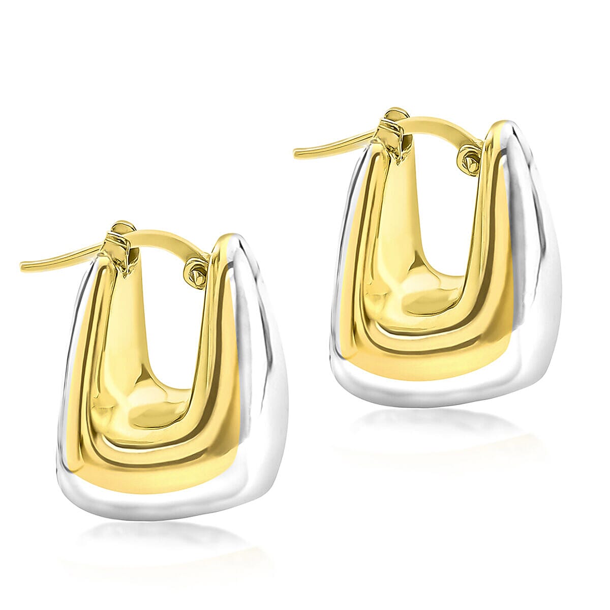 9K Two Tone Gold 14.5mm x 18.5mm Rectangle Electroform Hoop Earrings 7341194 2