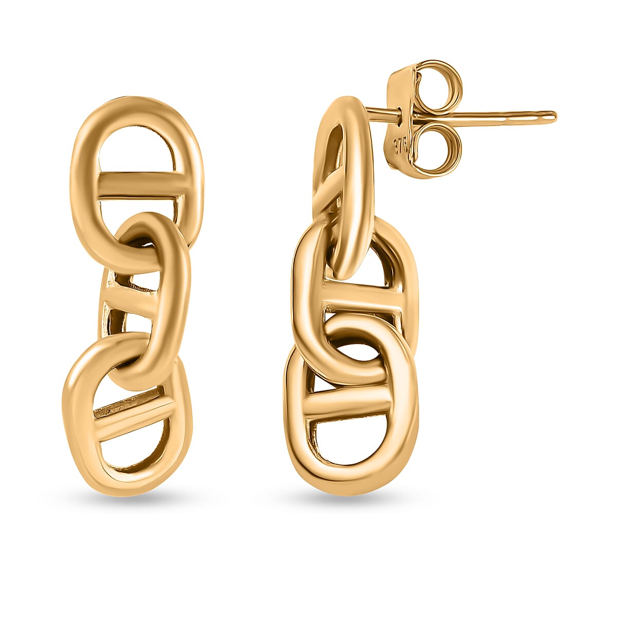 Designer Inspired 9K Yellow Gold Anchor Link Dangle Earrings 7383293 0