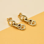 Designer Inspired 9K Yellow Gold Anchor Link Dangle Earrings 2.10 grams