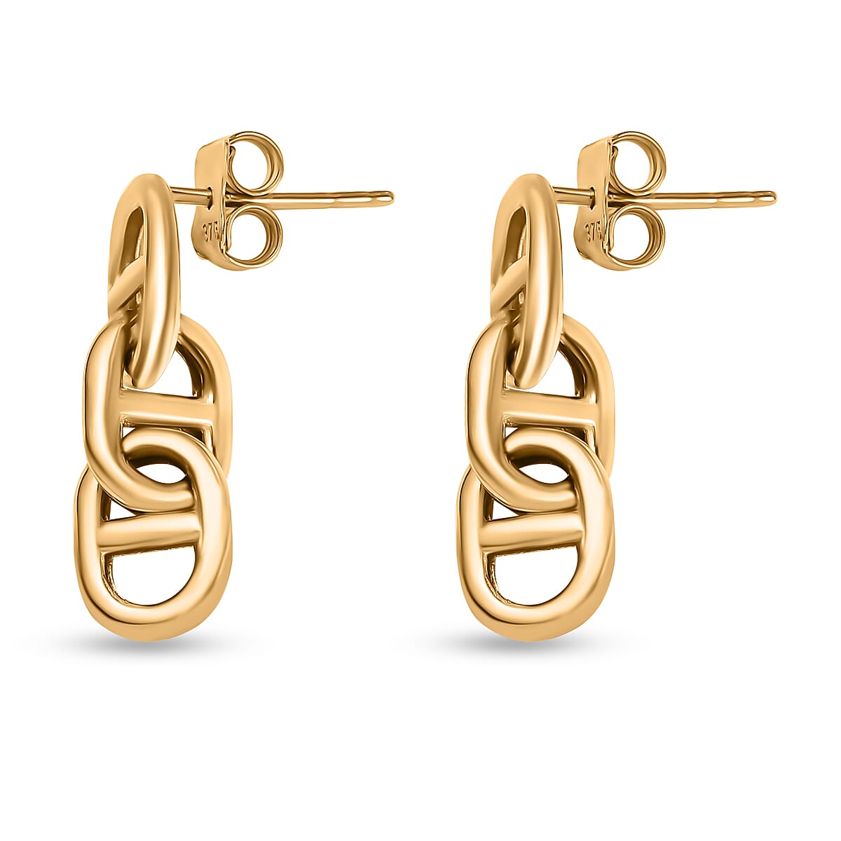 Designer Inspired 9K Yellow Gold Anchor Link Dangle Earrings 7383293 3