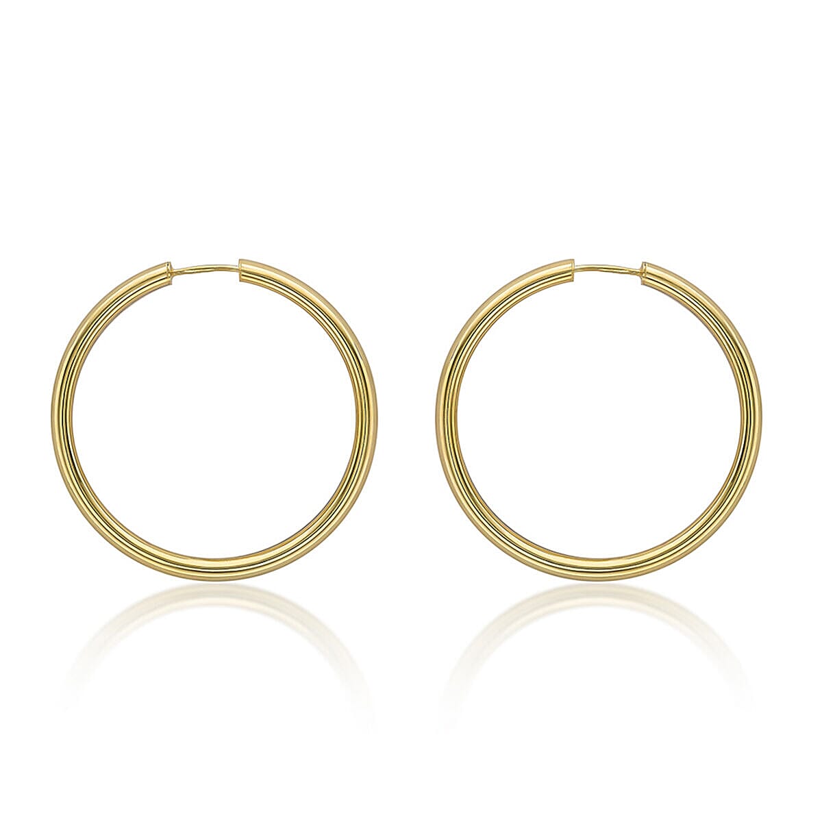 9K Yellow Gold 4mm Tube 35mm Hoop Earrings 7337701 0