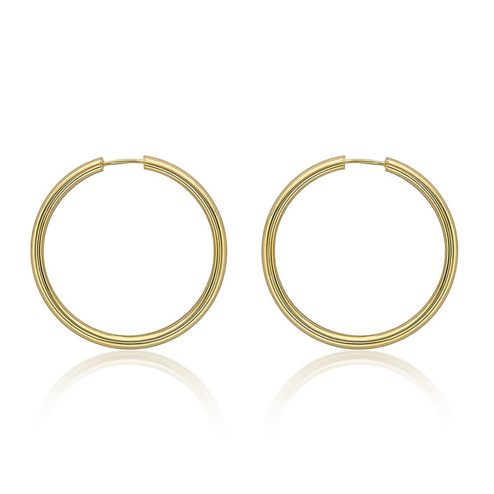 9K Yellow Gold 4mm Tube 35mm Hoop Earrings 7337701 1