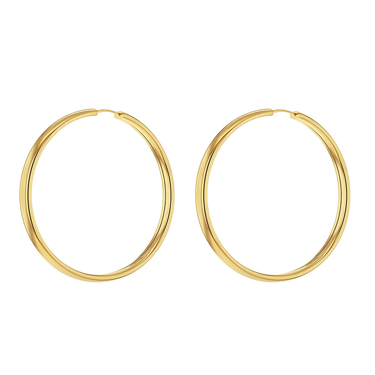 9K Yellow Gold 4mm Tube 35mm Hoop Earrings 7337701 1