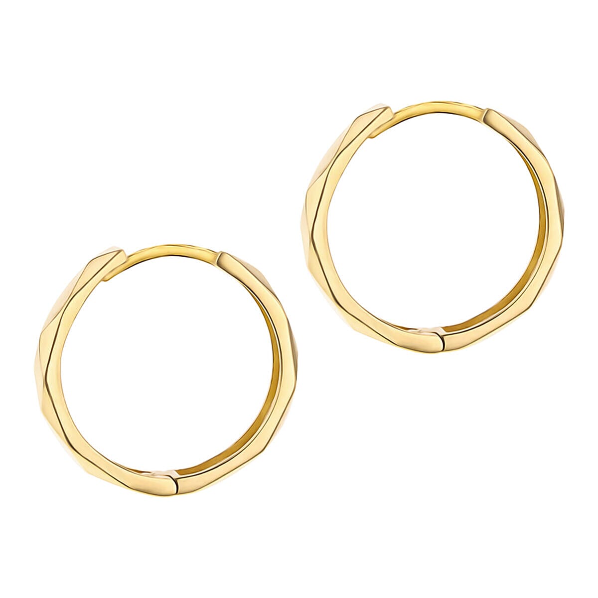 9K Yellow Gold 3.5mm x 18mm Faceted Medium Hoop Earrings 7337768 1
