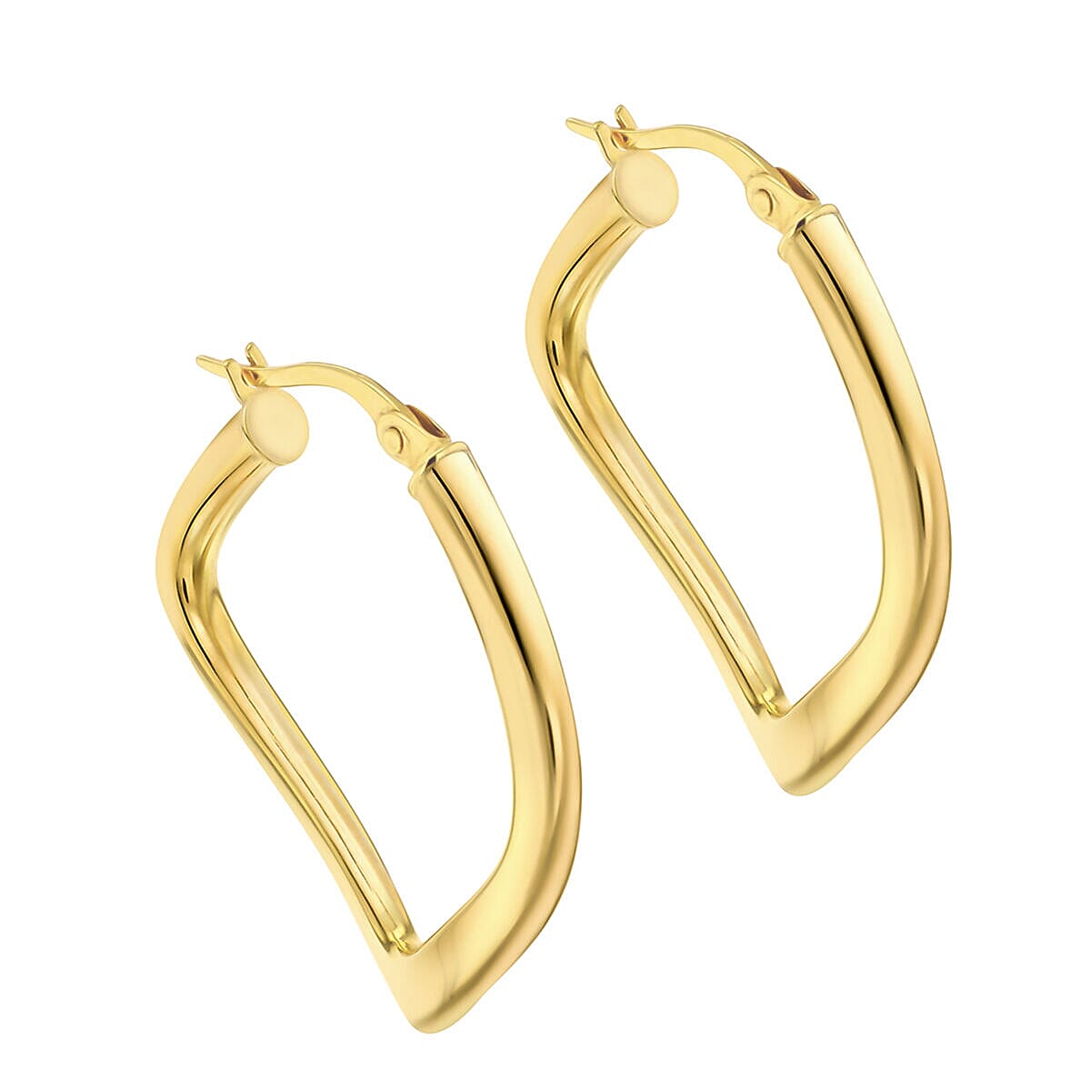 9K Yellow Gold 32mm x 32mm Curved Square Edge Creole Earrings 7337871 1