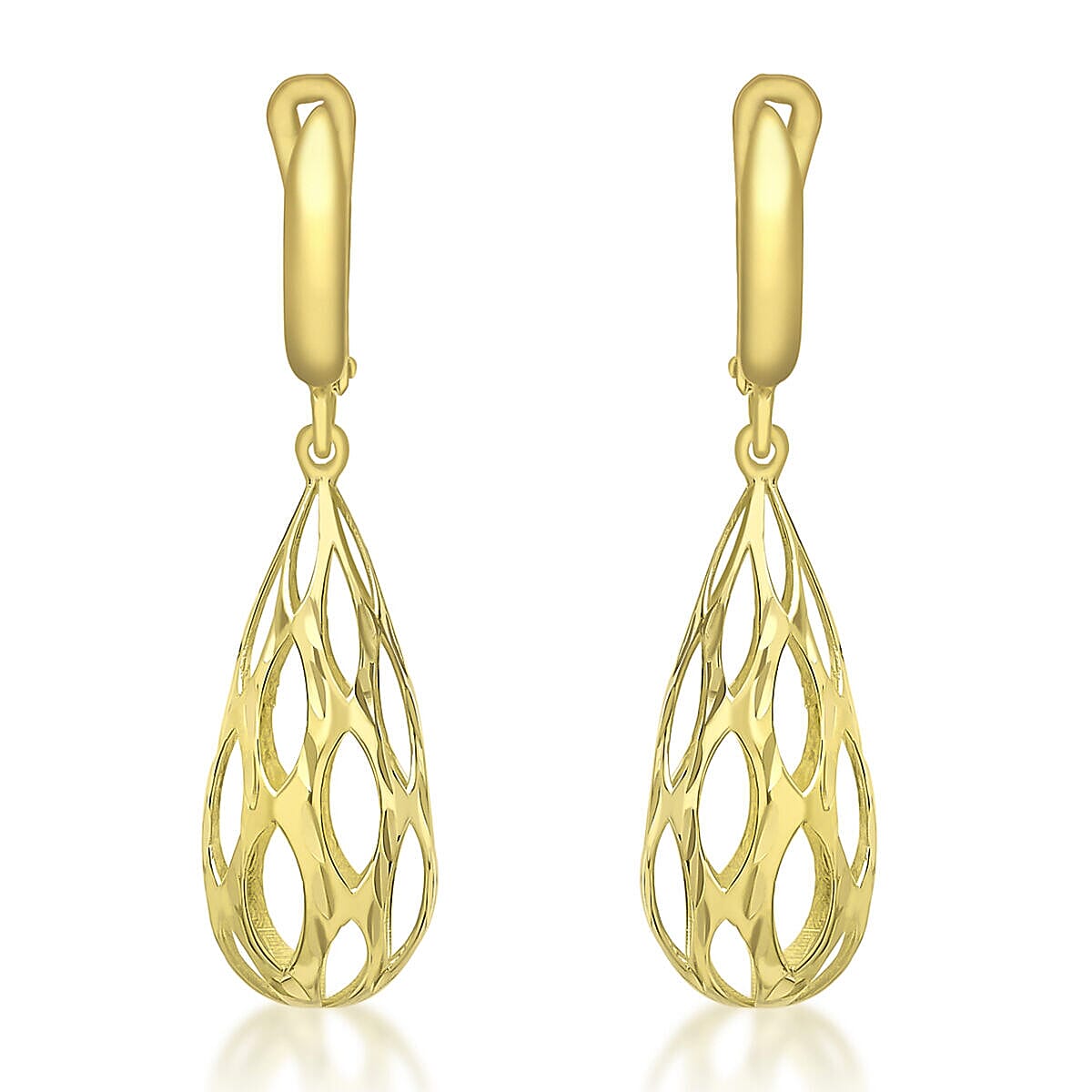 9K Yellow Gold 9.5mm x 36.5mm Teardrop Earrings 7338116 0