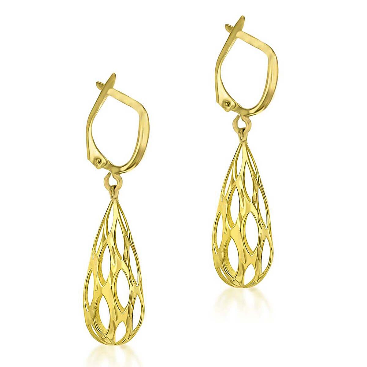 9K Yellow Gold 9.5mm x 36.5mm Teardrop Earrings 7338116 2