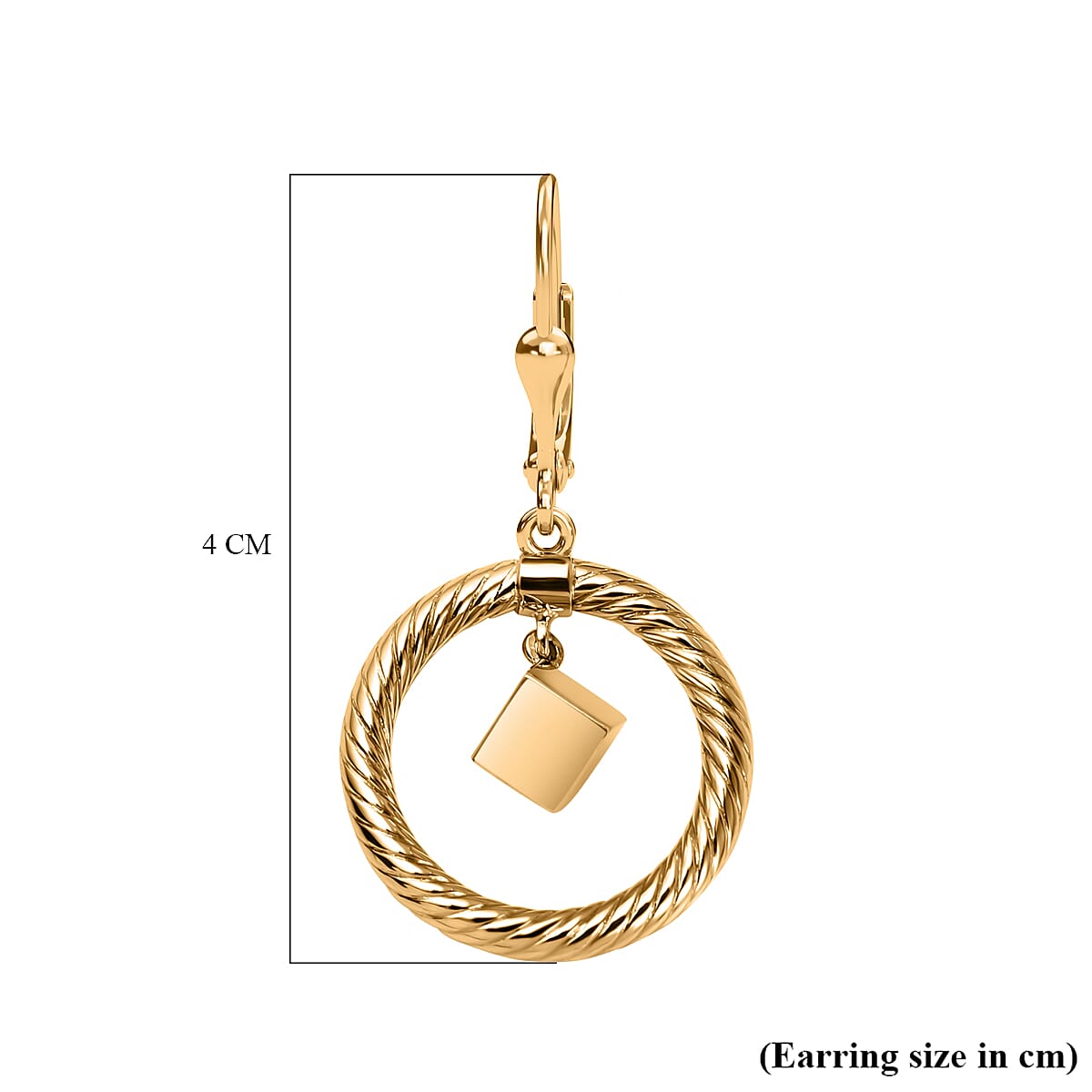9K Yellow Gold Dangling Cube Earrings 7384029 4