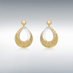 9K Yellow & White Gold Pear Drop Earring with Push Back 3.0 gram