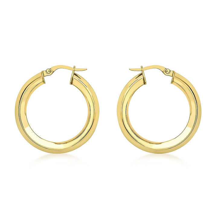 9K Yellow Gold 3.7mm Square Tube 27mm Creole Earrings 7337317 1