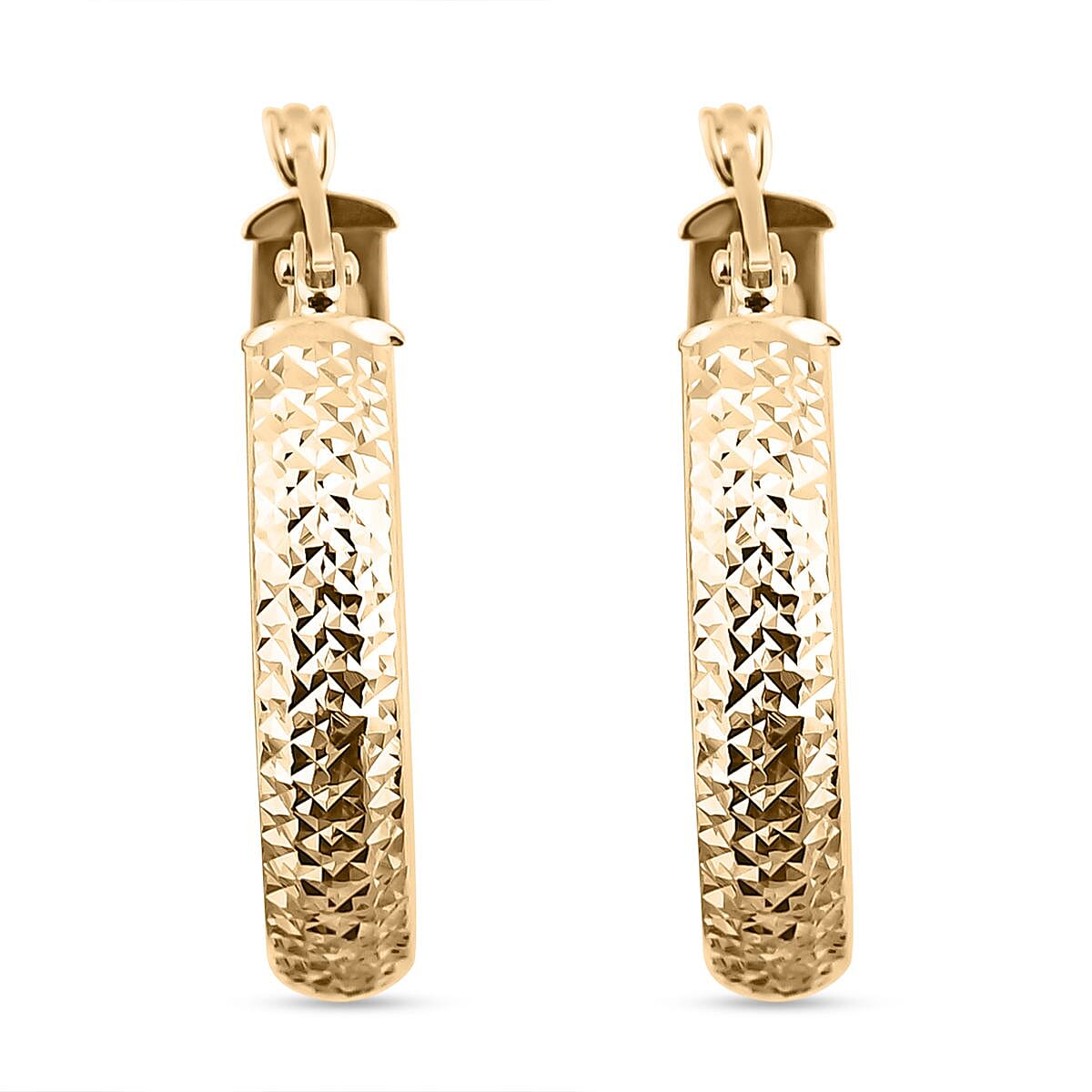 One Time Deal- 9K Yellow Gold Diamond Cut Hoop Earrings 7718604 0