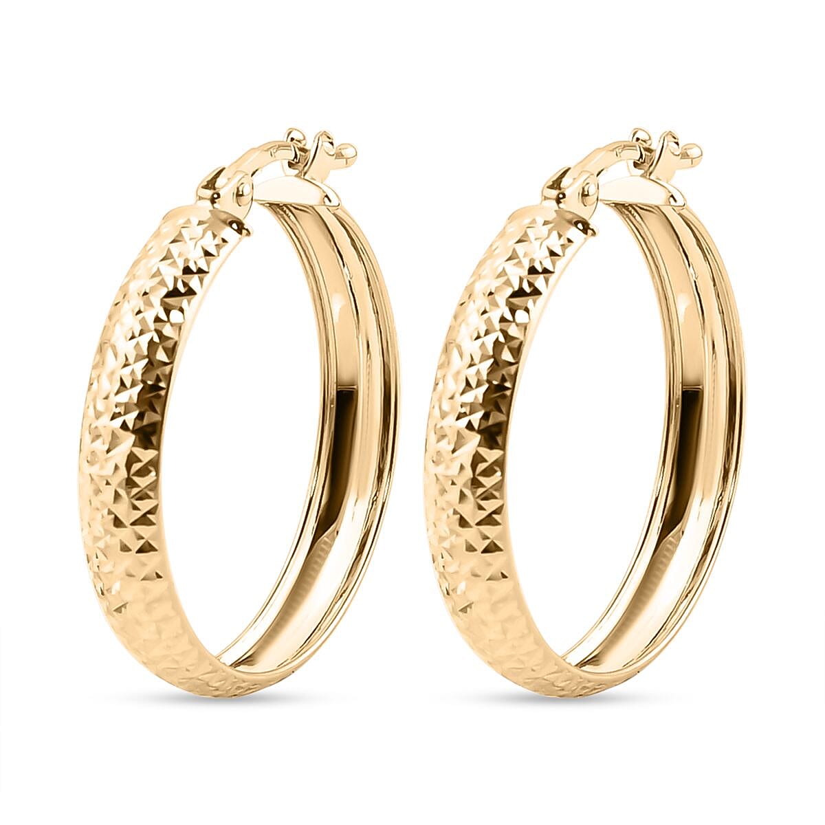 One Time Deal- 9K Yellow Gold Diamond Cut Hoop Earrings 7718604 4