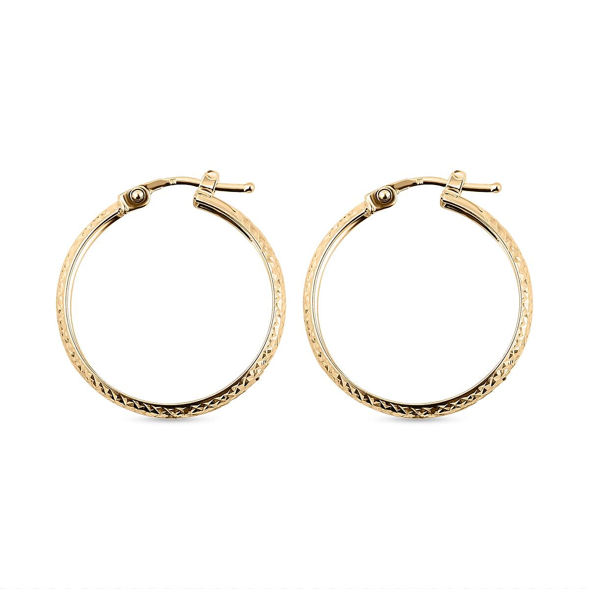 One Time Deal- 9K Yellow Gold Diamond Cut Hoop Earrings 7718604 5