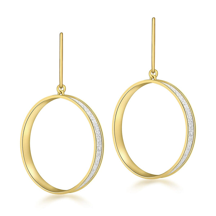 9K Yellow Gold 32mm Ring Stardust Earrings with Hook Clasp 7337611 1