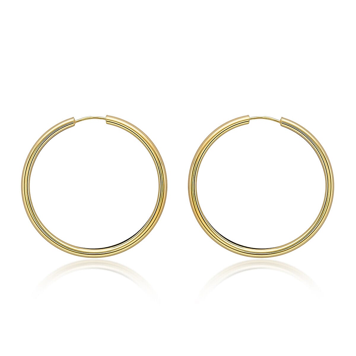 9K Yellow Gold 4mm Tube 40mm Hoop Earrings 7337711 0