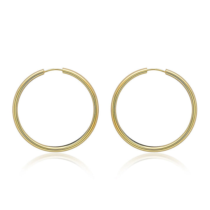 9K Yellow Gold 4mm Tube 40mm Hoop Earrings 7337711 1