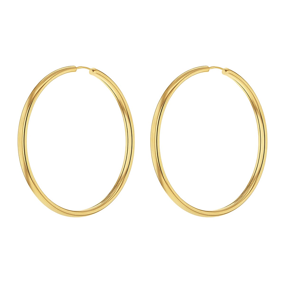 9K Yellow Gold 4mm Tube 40mm Hoop Earrings 7337711 1