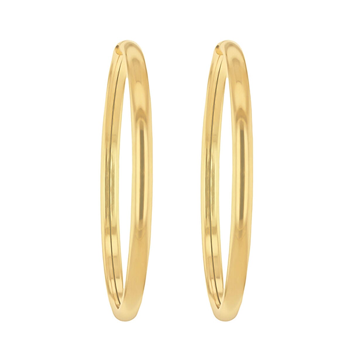 9K Yellow Gold 4mm Tube 40mm Hoop Earrings 7337711 2