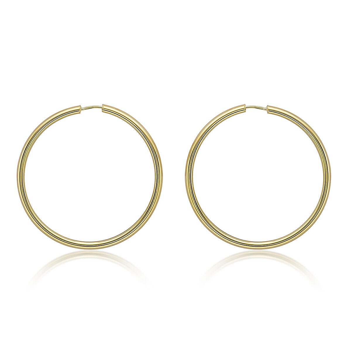 9K Yellow Gold 4mm Tube 45mm Hoop Earrings 7337715 0