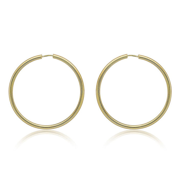 9K Yellow Gold 4mm Tube 45mm Hoop Earrings 7337715 1