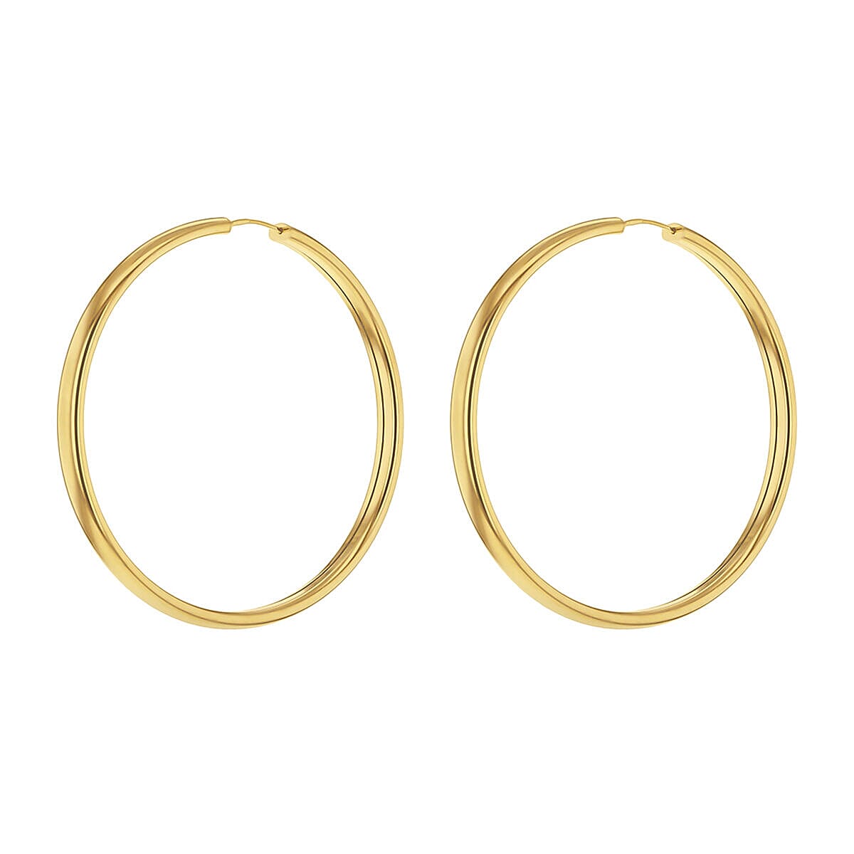 9K Yellow Gold 4mm Tube 45mm Hoop Earrings 7337715 1