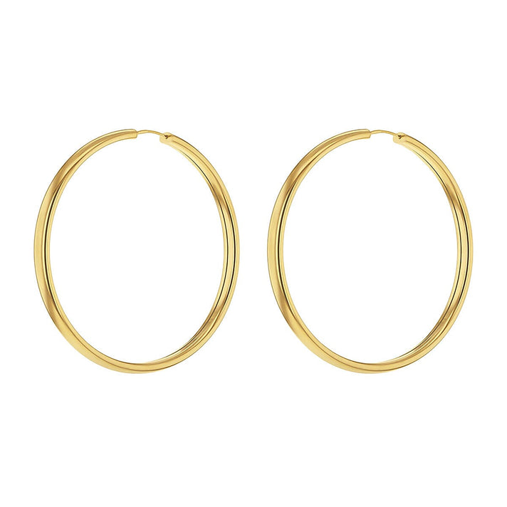 9K Yellow Gold 4mm Tube 45mm Hoop Earrings 7337715 2